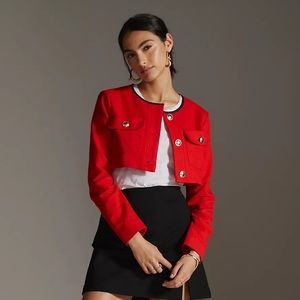 NWT Anthropologie MAEVE SHRUNKEN TWEED JACKET. Size 10.